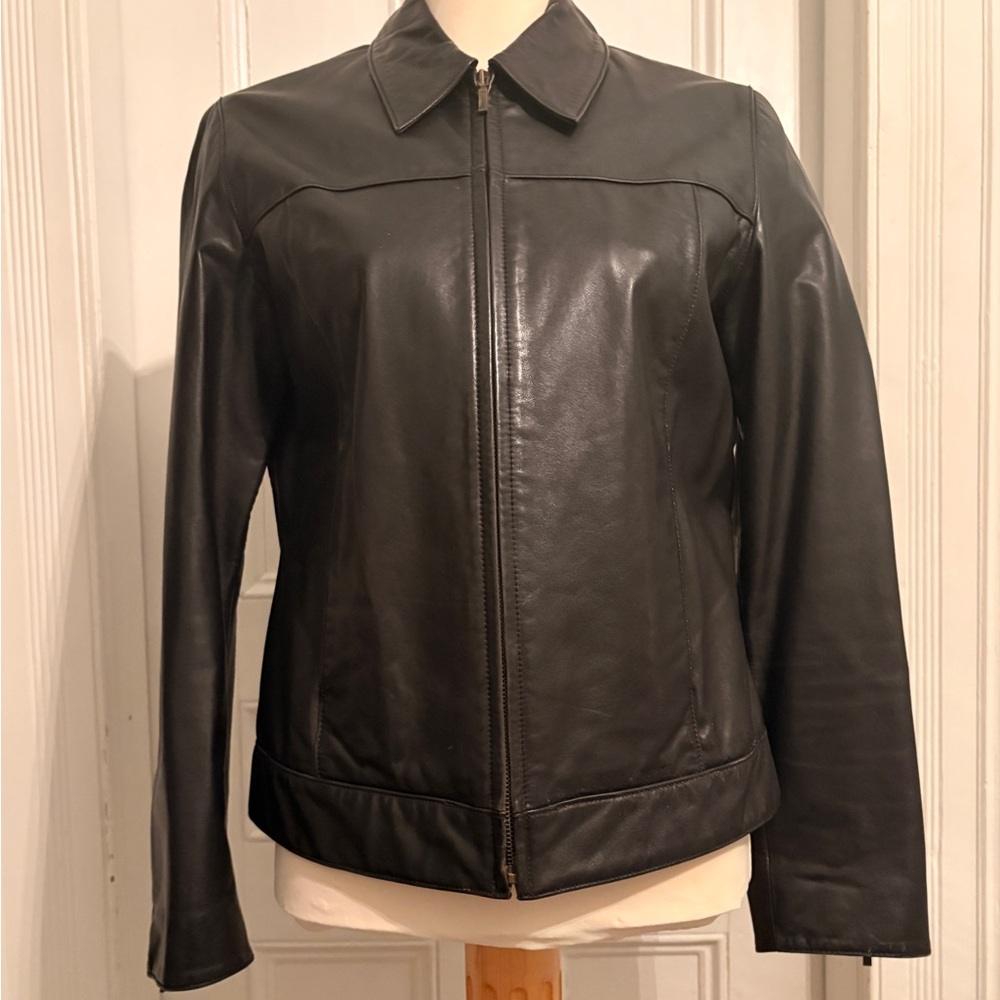 GAP Women's Classic Black Leather Jacket